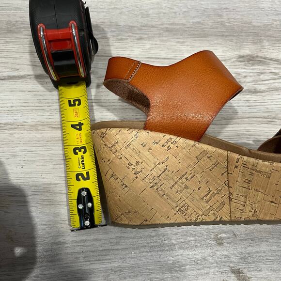 Skechers Brit Go Getter Brown Cork Wedge Platform Sandals Womens Size 8 - Picture 8 of 8